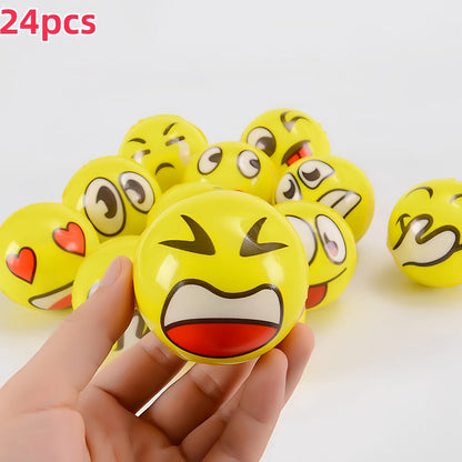 Stress Balls Bulk 24 Pack Mini Squeeze – Funny Emoji Face Foam Stress Relief Toys for Kids & Adults, Classroom Prizes, Carnival Rewards, Birthday Party Favors & Holiday Giveaways