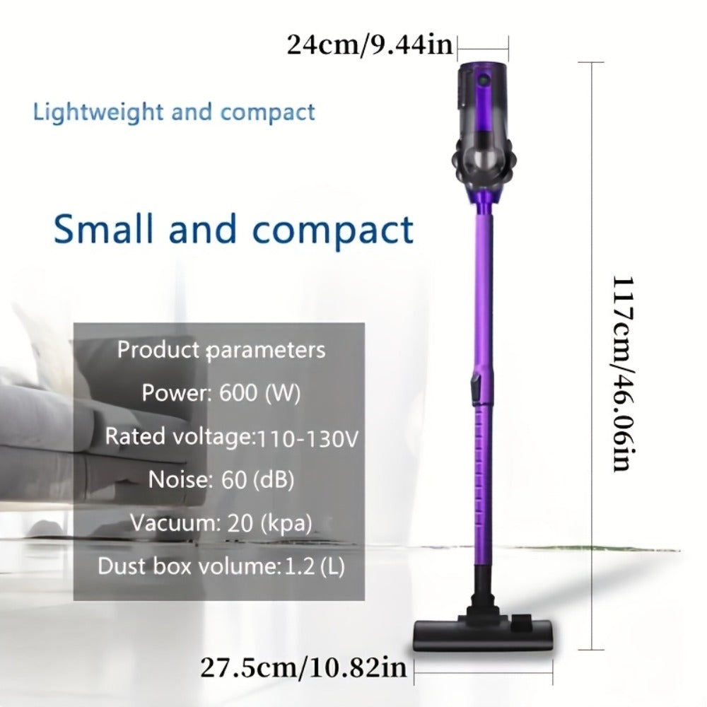 600W 4-in-1 Handheld Stick Vacuum Cleaner 20Kpa Strong Suction Low Noise Design - Lightweight Portable for Pet Hair, Hard Floors & Carpets, 110V Electric Vacuum with Multiple Attachments, Orange & Purple