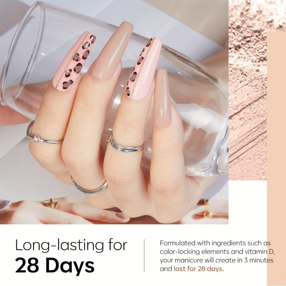 Dip Powder Nail Kit 11 Piece Complete Starter Set 4 Colors Nude Skin Tone Golden Glitter Acrylic Dipping Powder with Base Coat Top Coat & Activator - No Lamp French Nail Art Manicure Gift Set
