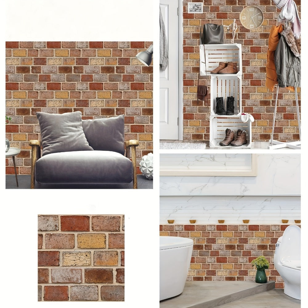 Peel and Stick Tile Stickers 20pcs Vintage Brick Pattern Self-Adhesive Waterproof Wall Tiles for Kitchen Bathroom Toilet – Removable Oil-Proof Backsplash Wall Art Decor
