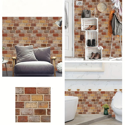 Peel and Stick Tile Stickers 20pcs Vintage Brick Pattern Self-Adhesive Waterproof Wall Tiles for Kitchen Bathroom Toilet – Removable Oil-Proof Backsplash Wall Art Decor