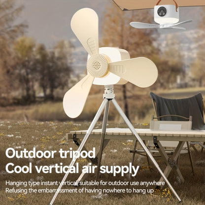 Camping Fan with Light & USB Rechargeable | Portable Outdoor Tent Fan with Tripod Stand, Detachable Blades, Adjustable Speed & Brightness for Camping, Bedroom, Dormitory & Travel Use – Silent Operation