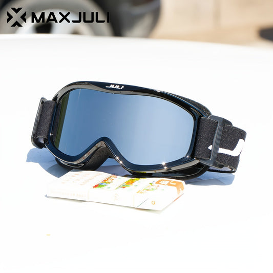 OTG Ski Goggles Double Layer Lens VLT12% – Over-the-Glasses Snow Goggles for Men, Women & Teens, Anti-Fog UV Protection for Alpine Skiing, Snowboarding, Skating & Snowmobile, Black/Silver