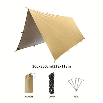 Camping Sunshade Tarp Multi-Function Sun Shelter Canopy - 19 Hanging Points or 6 Tie-Down Points, 300x300cm & 300x400cm, Waterproof Shade Cloth for Hiking Mountaineering Camping Travel Outdoor Party