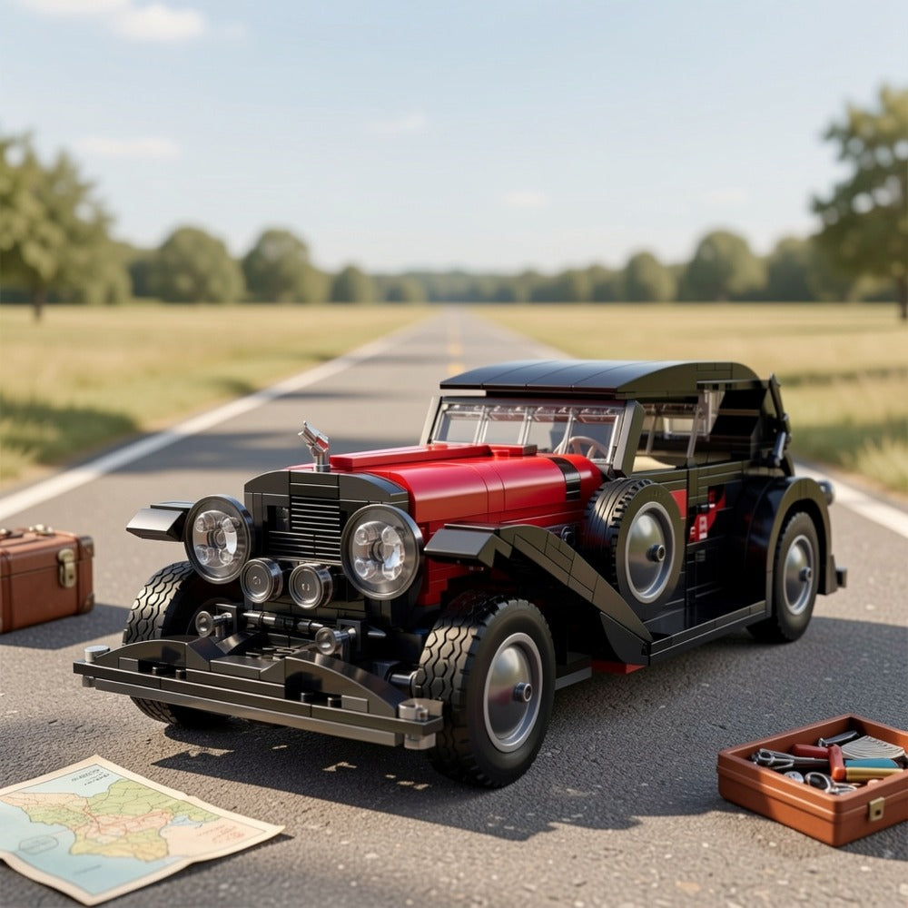 Mould King 10114 Vintage Classic Car Building Blocks Set 1308 Pcs – MOC Retro Car Collectible Display Model for Adults Teens Car Enthusiasts Birthday Christmas Father's Day Gift