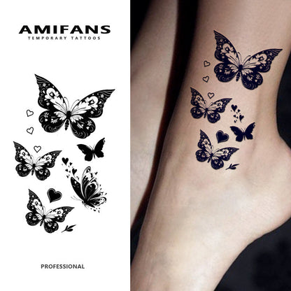 Butterfly Tattoo Stickers Semi-Permanent 3 Sheets Lasts 1-2 Weeks | Realistic Navy Blue Flying Butterfly 2.3"x3.9" Long-Lasting Body Art | Professional Temporary Tattoos for Adults | Arm Leg Shoulder