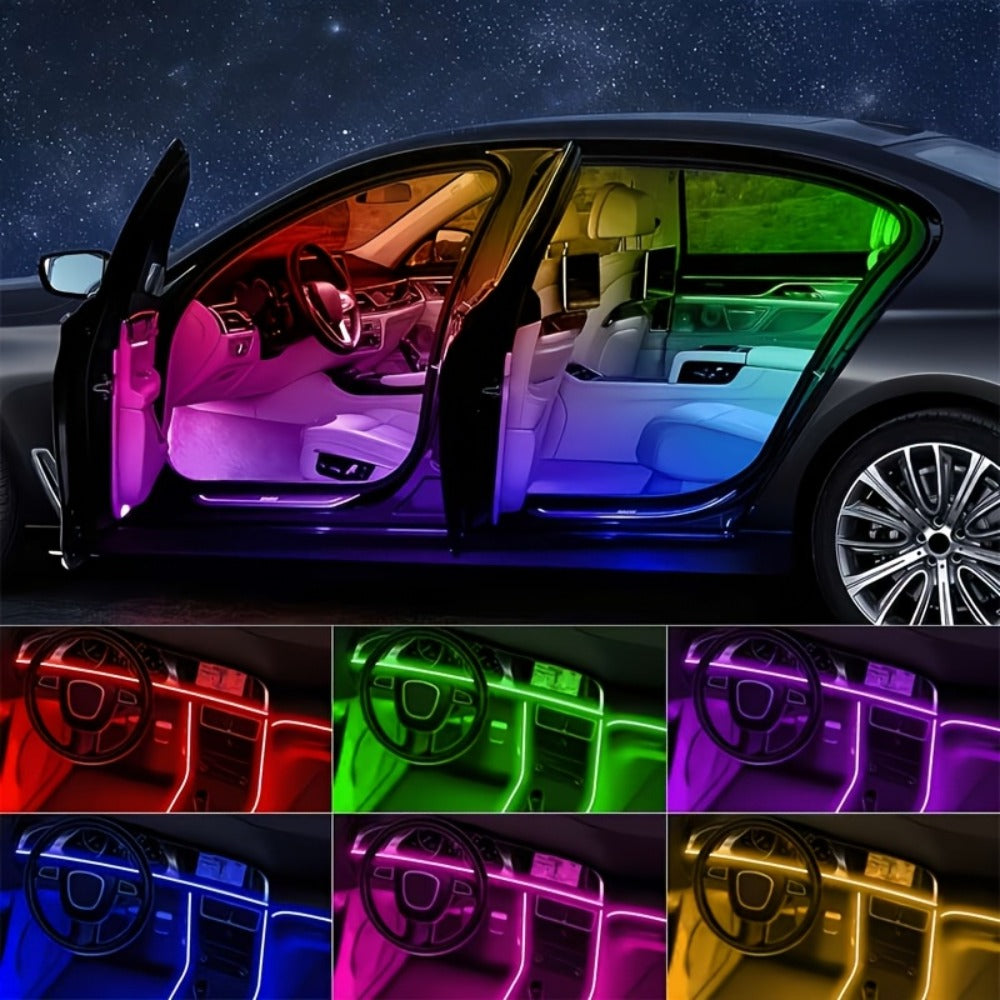 RGB LED Car Interior Lights 48 LEDs Under Dash Strip Lighting Kit with App Control & Remote – Multicolor Music Sync for Car Truck SUV (App / Remote / USB+Remote)
