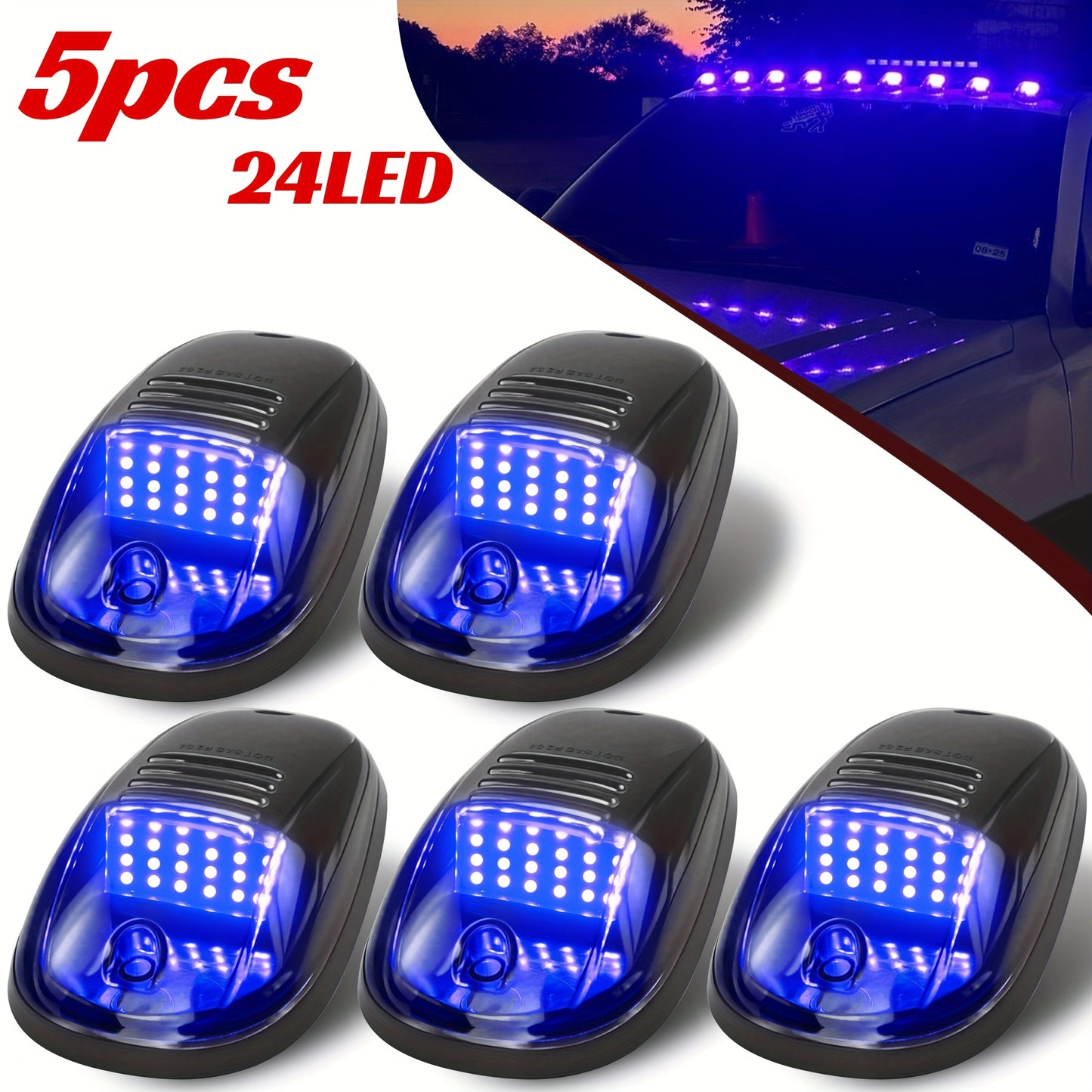 5pcs/Set 16/24 LED Roof Marker Light Bulbs, 12V Super Bright, Sturdy Construction, Easy Wiring Harness Replacement, Fits 2003-2018 1500 2500 3500 4500 5500 Pickup Trucks, Without Battery