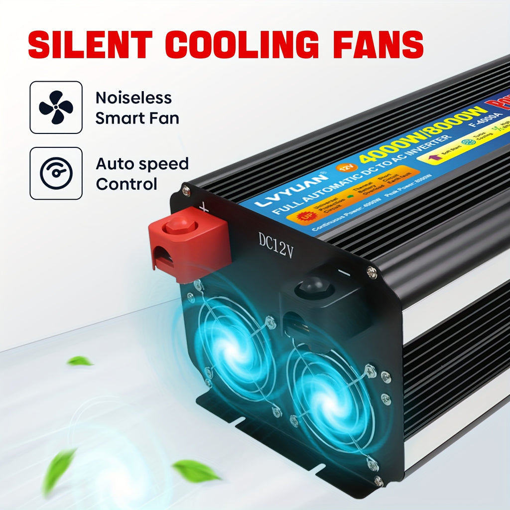 LVYUAN Car Power Inverter 600W/4000 Watt 12V To 110V With 4 AC Outlets, LCD Display, Wireless Remote Control, Car Power Inverter For Car, RV, Truck, Off Grid Solar System, Camping 24V Car Accessories, Without Battery