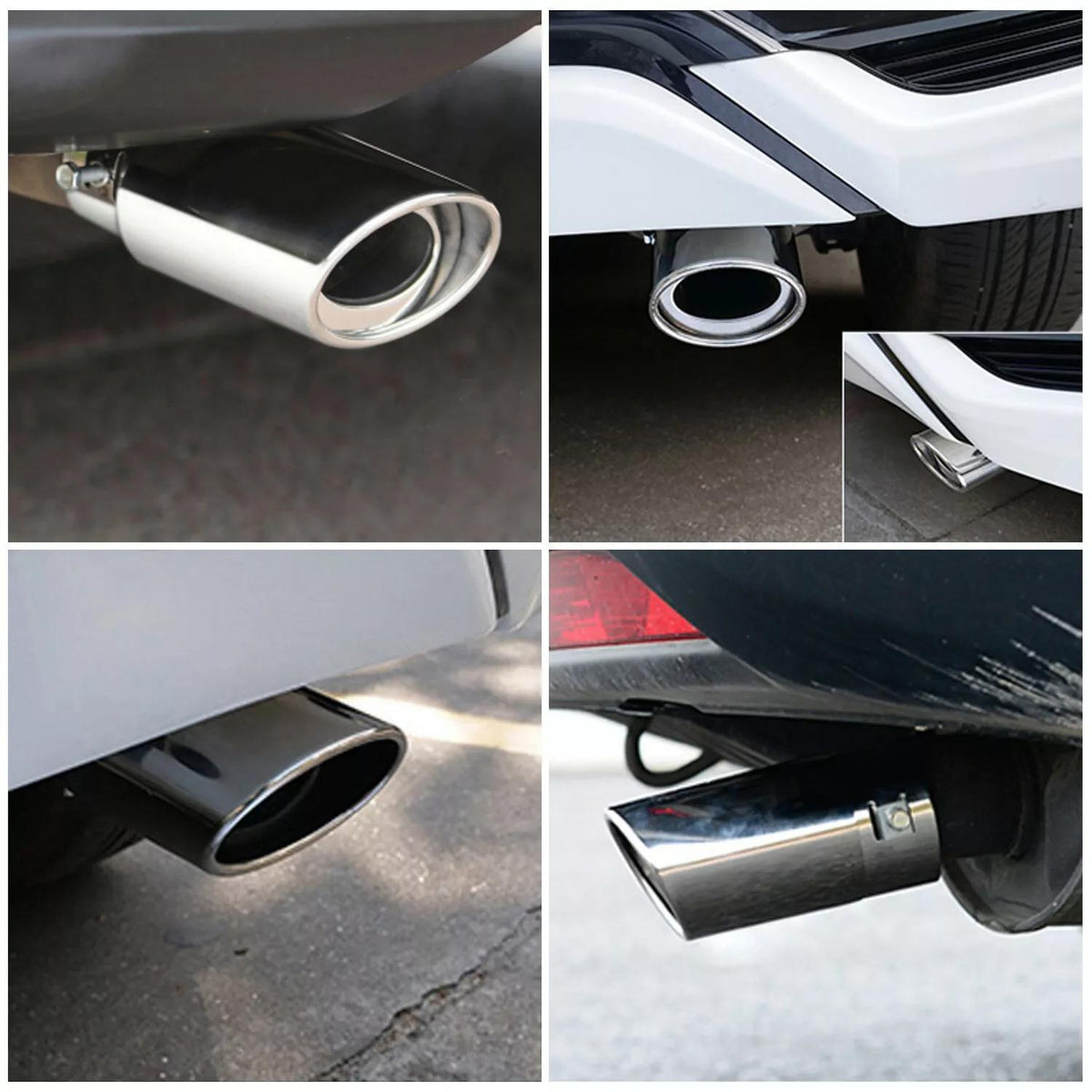 1PC Car Exhaust Tip, Universal Car Exhaust Pipe Modification Tail Throat Tail Pipe For Most Models With Exhaust Pipe Diameter Within 1.5-2.1inch, Steel Exhaust Tips Chrome-Plated Finish Tailpipe (silvery #Straight)
