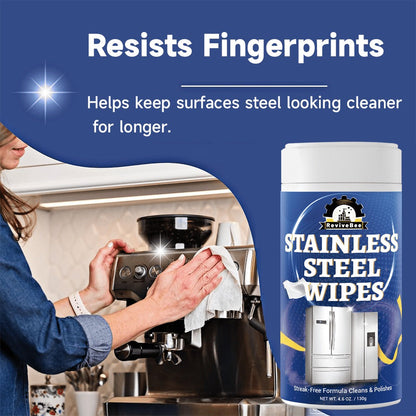 Stainless Steel Cleaning Wipes Kitchen 1 or 2 Barrel - Gentle Formula Safe for Hands, Quick Deep Cleaning of Stainless Steel Appliances Surfaces Sinks & Cookware, Streak-Free Kitchen Cleaning Wipes