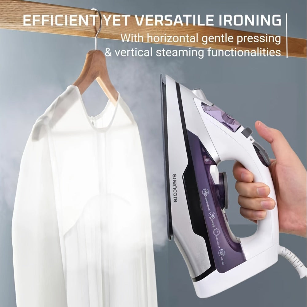 Steam Clothes Iron with Ceramic Coated Soleplate – Precision Thermostat, 3-Way Auto-Off, Self-Cleaning, Anti-Calcium & Anti-Drip, Lightweight Travel & Home Garment Iron