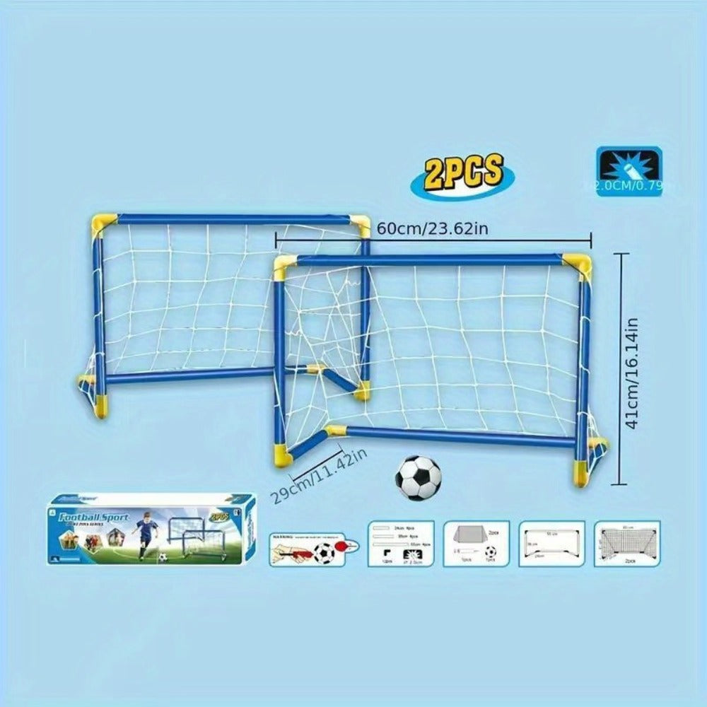 Kids Youth Football Goal Set – 2pcs Portable Easy-Assemble Soccer Goals for Indoor & Outdoor Play | Family Entertainment & Sports Training Gift for Boys and Girls