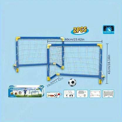 Kids Youth Football Goal Set – 2pcs Portable Easy-Assemble Soccer Goals for Indoor & Outdoor Play | Family Entertainment & Sports Training Gift for Boys and Girls