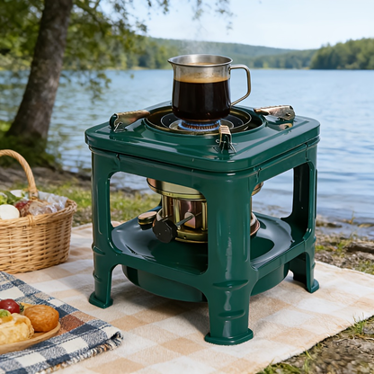 Portable Kerosene Paraffin Camping Stove Outdoor Heater Adjustable Flame Lightweight Military Green Stove for Camping Picnic Barbecue Backpacking Survival Emergency