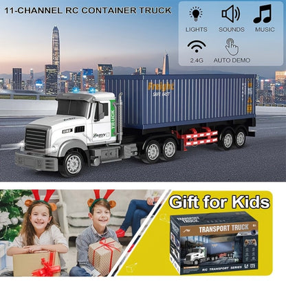 RC Container Semi Truck 1:24 Scale 23.6-Inch Extra Large | 2.4G 100ft Range, Load Cargo, USB Rechargeable | Remote Control Truck Toy for Kids Boys Girls Ages 6+