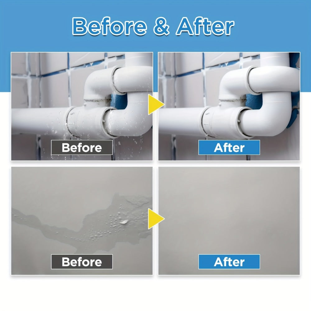 Waterproof Sealant Liquid Glue 32oz 1KG Leak Repair Agent – Indoor Outdoor Waterproof Coating for Roof Basement Wall Pipe Crack Sealing, Transparent & Black, Strong Adhesive Waterproof Repair Glue