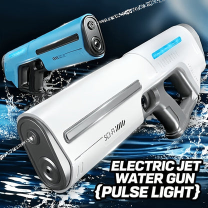 Upgraded Electric Water Gun with Safety Goggles & Hard Case – LED Pulse Light 40ft Range USB Rechargeable Squirt Blaster for Kids & Adults, Pool Beach Backyard Summer Gift Set