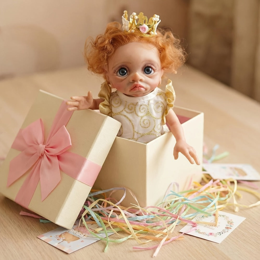 Fairy Elf Reborn Doll 15 Inch Soft Vinyl Full Body Hand-Painted Collectible Art Doll with Wavy Hair & Crown – Poseable Fantasy Girl Doll Gift for Kids Halloween Christmas Birthday