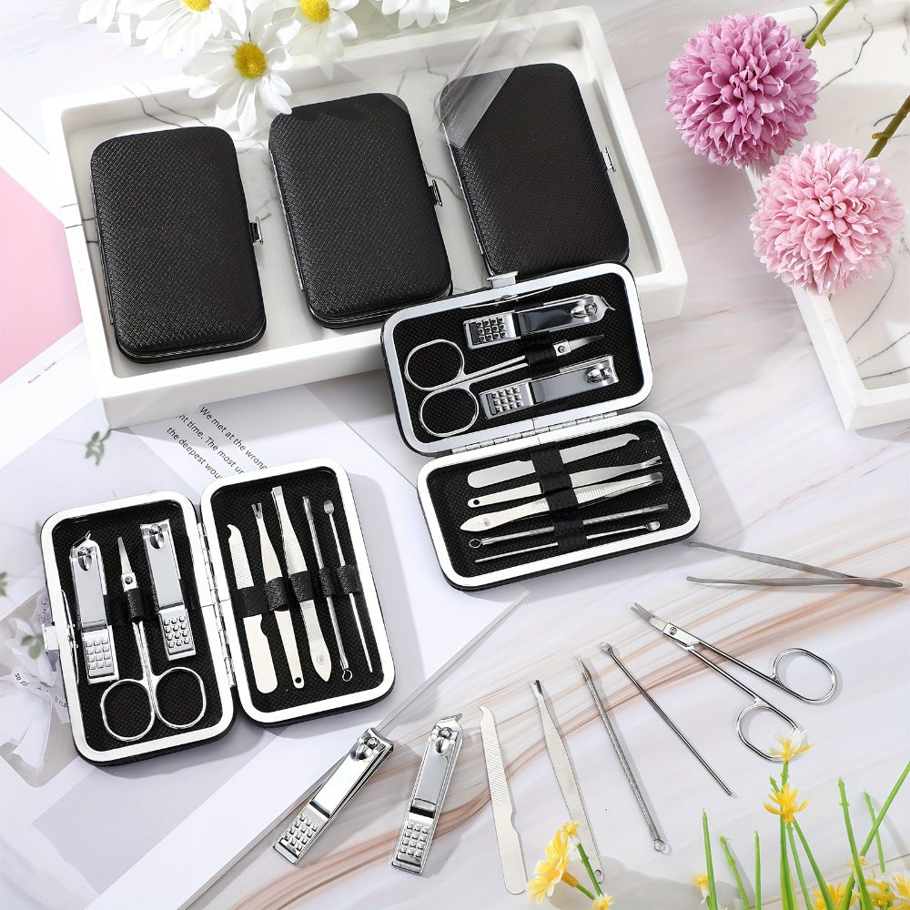 Bulk Nail Clipper Set 50 Pack 8-in-1 Stainless Steel Manicure Pedicure Kit with Portable Travel Case – Professional Grooming Tools Gift Set for Men Women Family Corporate Employees Clients