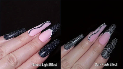 Reflective Glitter Line Gel Nail Polish 9pcs Set – LED Cure Stripe Liner Pull Line Graffiti Sparkling Nail Art Kit for Salon & DIY Home Manicure, 5ml Each Long Lasting Chip Resistant