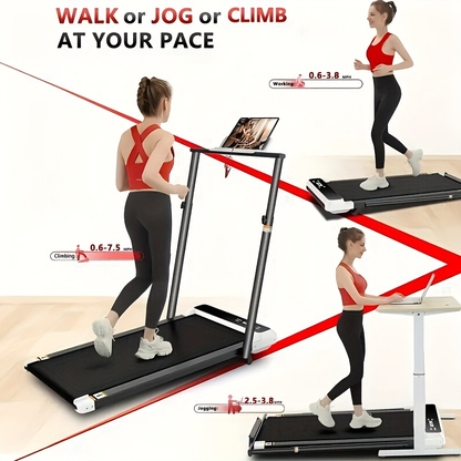 Under Desk Treadmill Walking Pad 4-in-1 for Walking & Jogging – Portable Home Office Treadmill with LED Display, Incline & Remote Control, Quiet Motor, Available in White & Black