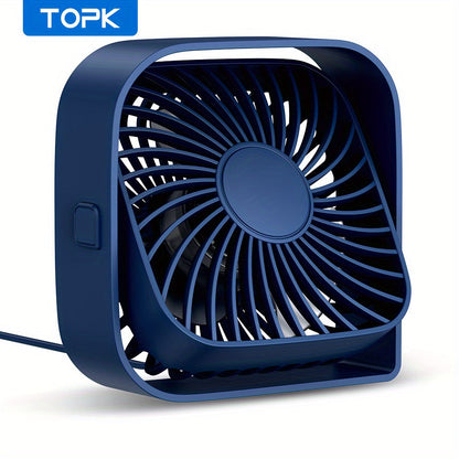 USB Desk Fan Portable, Small Personal Fan 3 Speed Settings 360° Rotation Silent Operation, Compact Lightweight USB Powered Cooling Fan for Home Office Dorm Bedroom Travel, Grey Blue Pink White