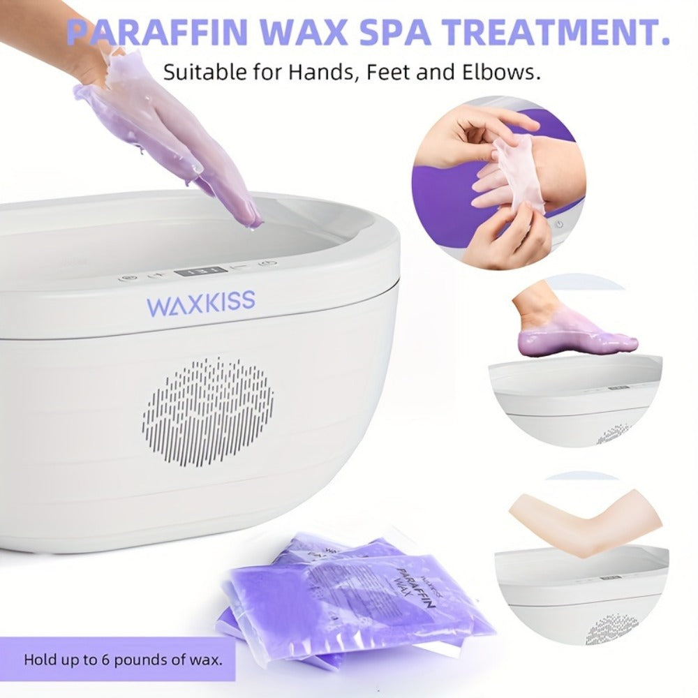 Paraffin Wax Machine for Hands and Feet Large Capacity — WAXKISS PWH-3000A 101oz Home Spa Wax Warmer Kit for Deep Moisturizing, Dry Skin, Cracked Heels & Arthritis Joint Relief, US Plug (Black/White)