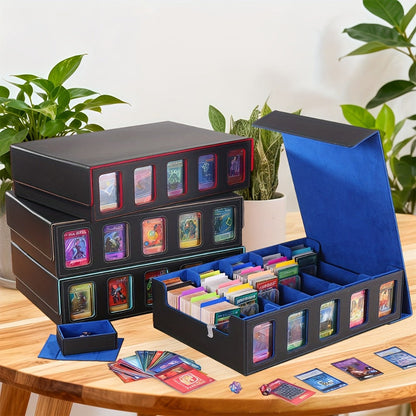 Trading Card Storage Box 5-Row with 24 Colored Dividers, 5 Card Sleeves & 5 Grid Boards – Card Organizer for Pokemon MTG Yu-Gi-Oh Sports Cards, Collection Display & Daily Storage, 5 Colors