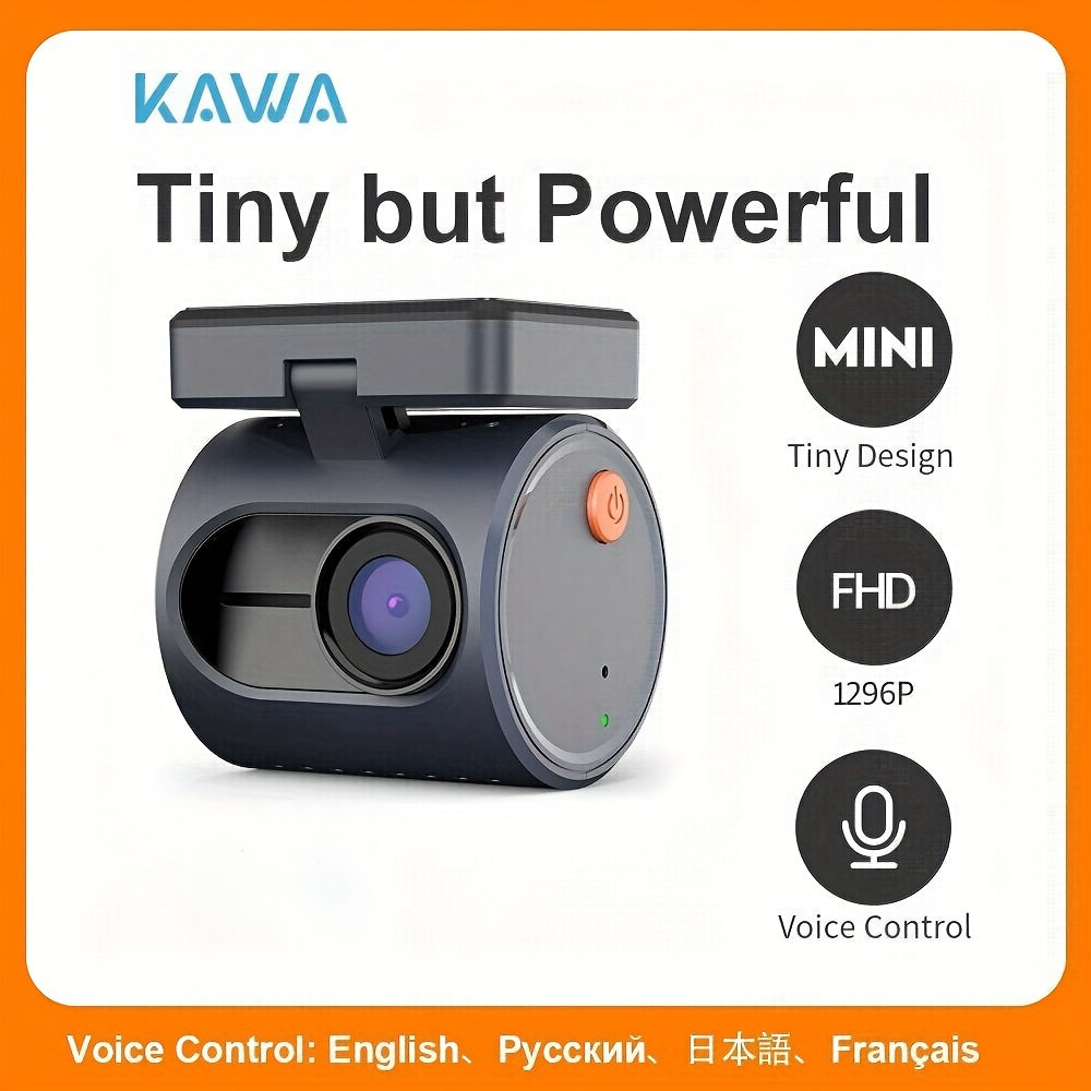 KAWA 1296P Mini Dash Camera For Car DVR Dash Cam KAWA MINI 3 Video Recorder Emergency Voice Control Night Vision WiFi APP Monitor WDR Blue (TF Card is not included)