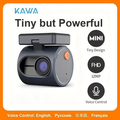 KAWA 1296P Mini Dash Camera For Car DVR Dash Cam KAWA MINI 3 Video Recorder Emergency Voice Control Night Vision WiFi APP Monitor WDR Blue (TF Card is not included)