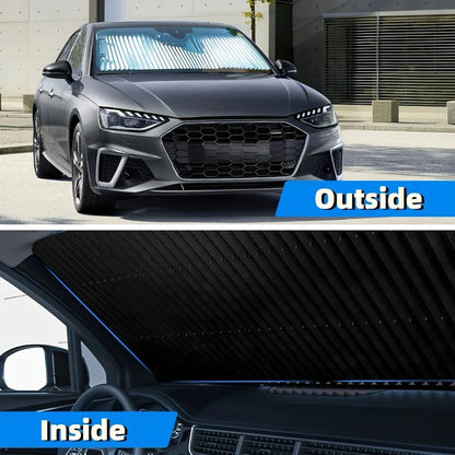 Front Window Sunshade Auto Retractable 46cm | Thermal Insulation Sun Blocking, Easy Fold & Store, Summer Essential Car Accessory for Sedan SUV Truck Windshield