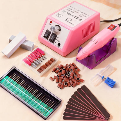 Professional Nail Drill Kit 20000RPM with 6 Drill Bits & 50 Sanding Bands — Electric Manicure Pedicure Machine Low Noise Dual-Hand for Acrylic Gel Natural Nails, Home & Salon Nail File Set, 8-in-1 Option