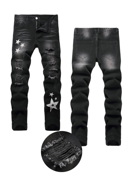 Teen Straight Leg Ripped Jeans - Multicolor Washed Denim