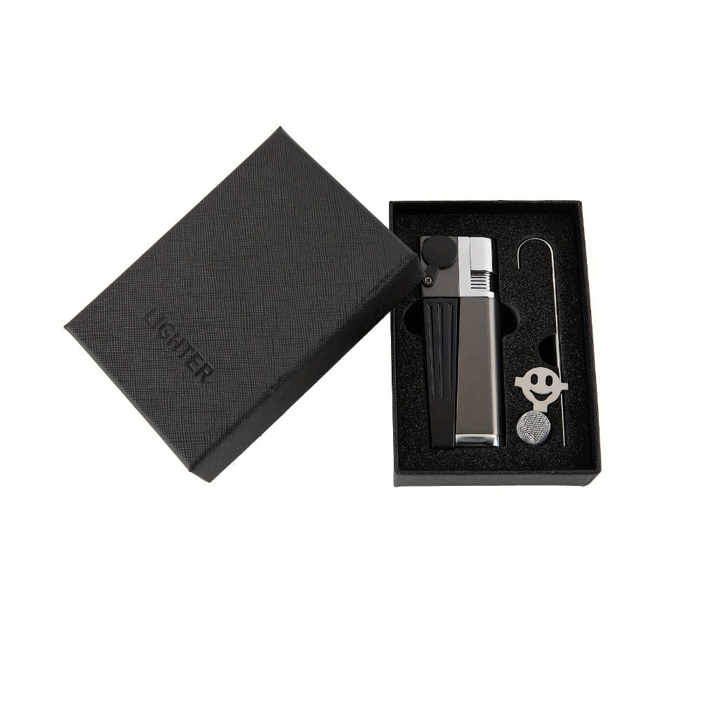 Folding Pipe Lighter Refillable 2-in-1 with Adjustable Flame, Metal-Crafted Durable Design, Gift Box Included – Windproof Butane Lighter for Men, Outdoor, Christmas & Valentine’s Day Gift