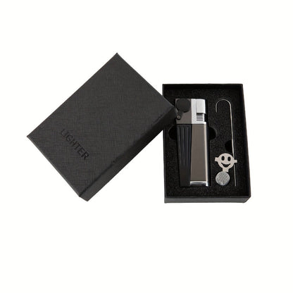 Folding Pipe Lighter Refillable 2-in-1 with Adjustable Flame, Metal-Crafted Durable Design, Gift Box Included – Windproof Butane Lighter for Men, Outdoor, Christmas & Valentine’s Day Gift