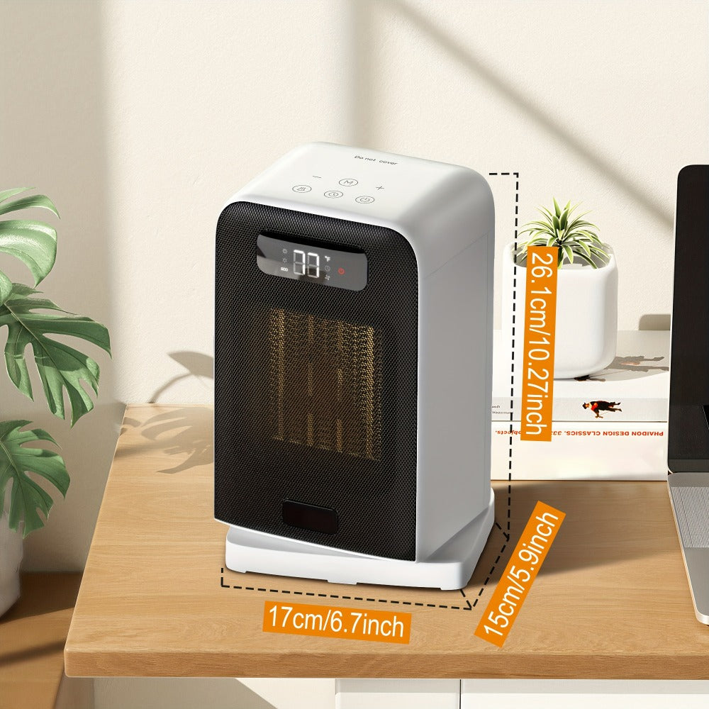 Ceramic Space Heater 1500W Fast Heating - 4 Modes, Adjustable Thermostat, Overheat & 70° Tip-Over Protection, Portable Electric Heater Fan for Office, Desk, Room & Indoor Use, White