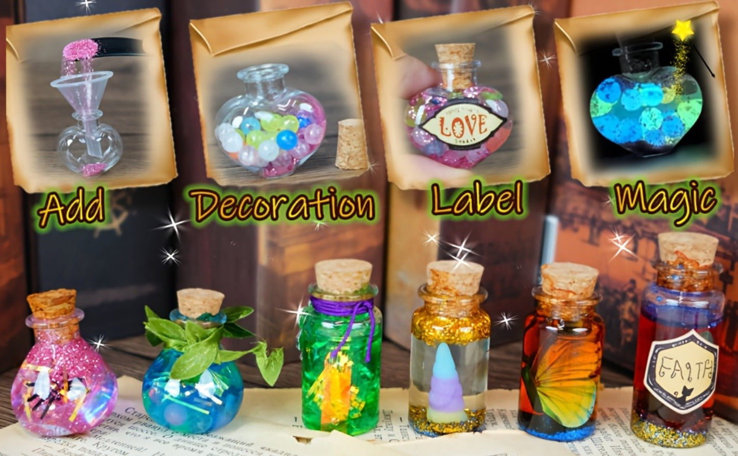 DIY Magic Potion Making Kit for Kids – Wizard Potion Bottles Craft Set Fantasy Arts & Crafts for Girls Boys Ages 6+ Halloween Christmas Birthday Gift Party Activity