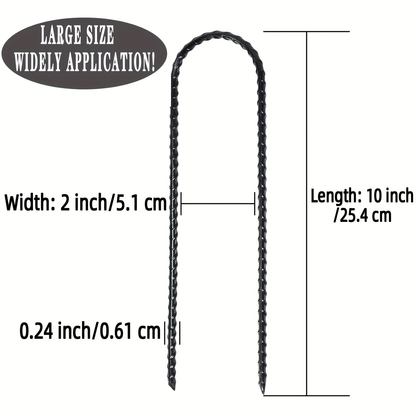 Trampoline Wind Stakes Ground Anchors – 10 Inch Heavy Duty Rebar Stakes with Black Powder Coat, Safety Anchor Kit for Trampoline, Tent & Outdoor Equipment, Anti-Tip Metal Landscape Staples, 12 or 24 Pack