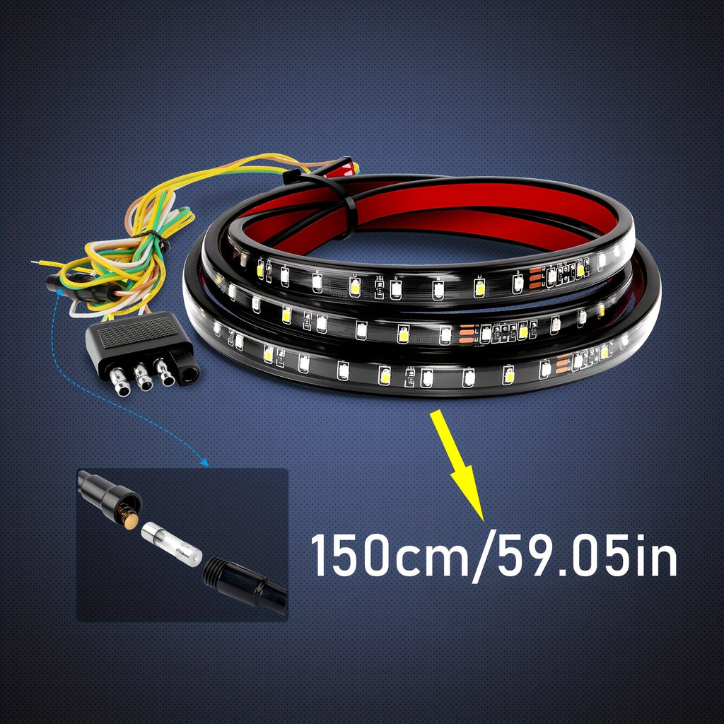 60" Truck Tailgate Light Bar, 108 LED Single Row Light Strip, with Red Running Brake Lights, Turn Signal White, Reverse Light, for Car Truck Additions, Without Battery