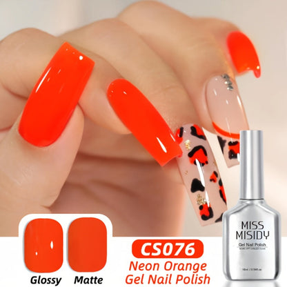 Gel Nail Polish Neon Orange Jelly Translucent Milky Sheer 0.54oz UV LED Soak Off — Long Lasting Chip Resistant CS076 Summer Ombre Jelly Nails DIY Nail Art for Women Home Salon