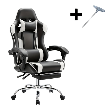 Ergonomic Gaming Chair with Rotating Armrest Lumbar Support & Headrest – Esports Racing Style Computer Office Chair with Footrest for Home Office Desk Work Study