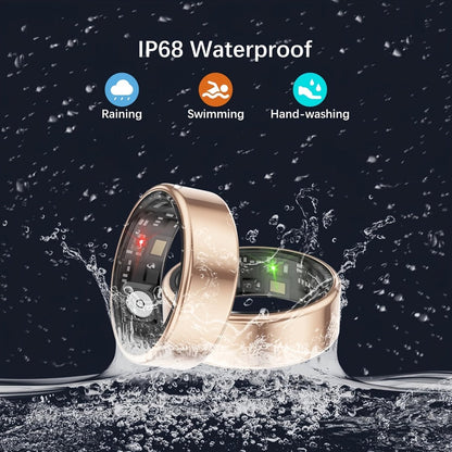 Health Monitoring Smart Ring for Women & Men – Fitness Activity Tracker with Sleep, Calories, Steps, HRV & Menstrual Cycle, Bluetooth 5.3, IP68 Waterproof, iOS & Android