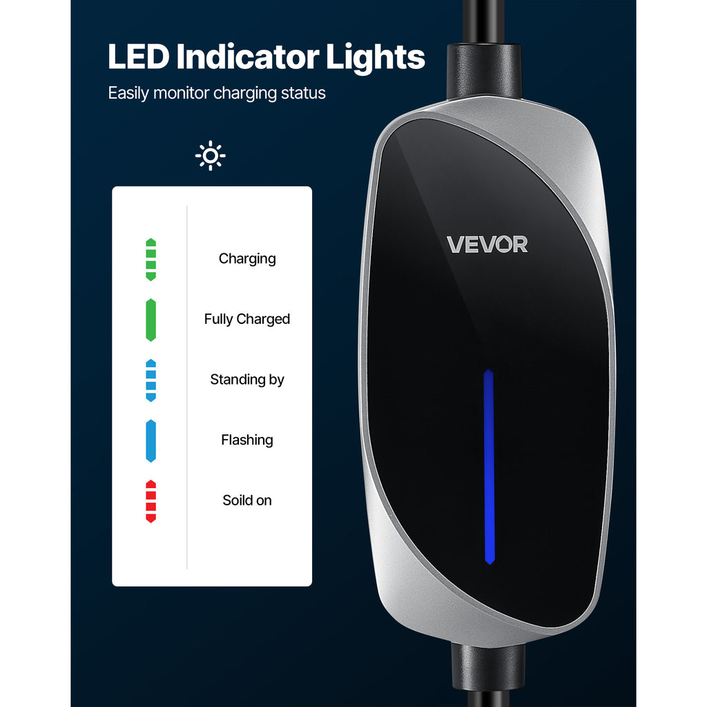 VEVOR Level 1/2 Tesla Charger 16A Portable EV Charger 25 ft Cable 120V-240V NEMA 6-20P