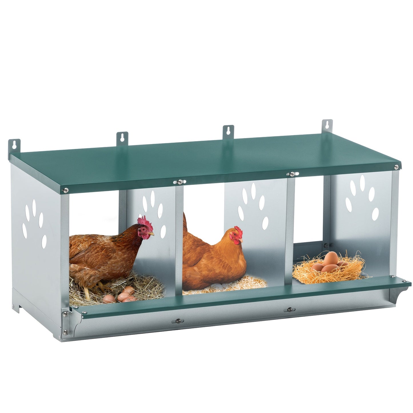 Chicken Nesting Box – Metal 4/6/8-Hole Hen Nesting Box with Ventilation & Legs, Space-Saving Galvanized Steel Egg Laying Box for Indoor Outdoor Chicken Coop