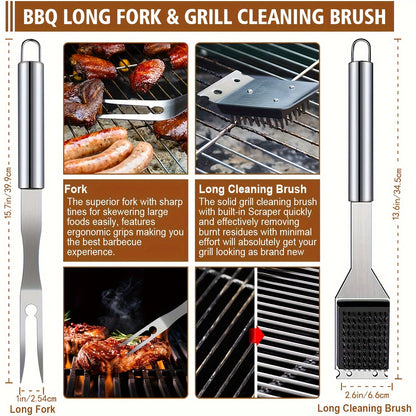 BBQ Grill Tools Set 36 Piece Stainless Steel Grilling Kit with Aluminum Case Heavy Duty Grill Accessories for Backyard BBQ Outdoor Camping Grilling Gifts for Men Dad Birthday Gift