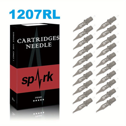 Tattoo Cartridge Needles 20pcs Disposable EO Sterilized 12 Series Round Liner Curved Magnum Flat Shader for Professional Body Art Tattoo Machine RL CM M1 RS