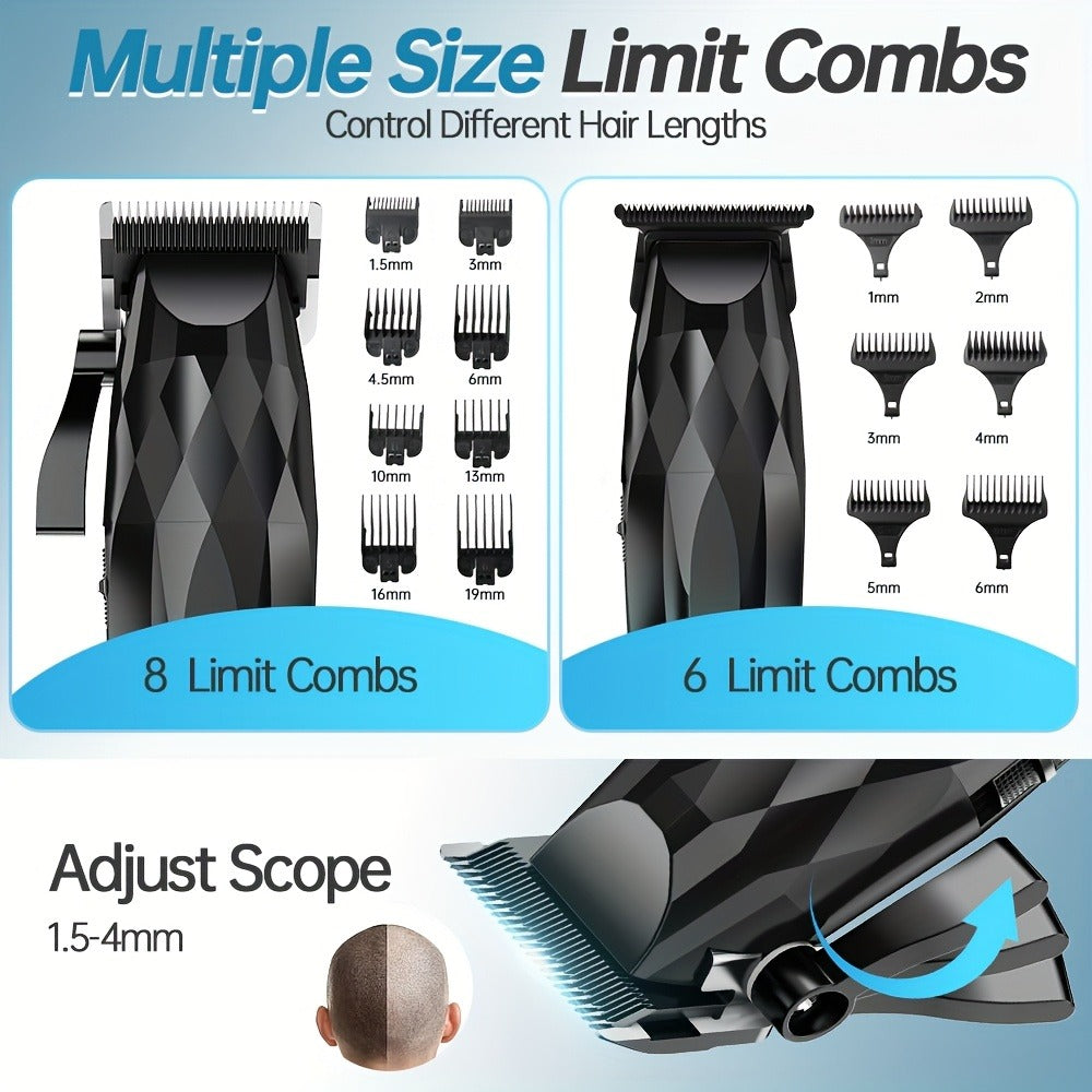 Electric Hair Clipper 2-Pack for Men - Professional Cordless Hair Trimmer Set for Home Car Business Travel, Rechargeable Portable Barber-Grade Clipper Kit, Great Gift for Men