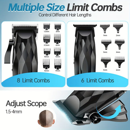 Electric Hair Clipper 2-Pack for Men - Professional Cordless Hair Trimmer Set for Home Car Business Travel, Rechargeable Portable Barber-Grade Clipper Kit, Great Gift for Men