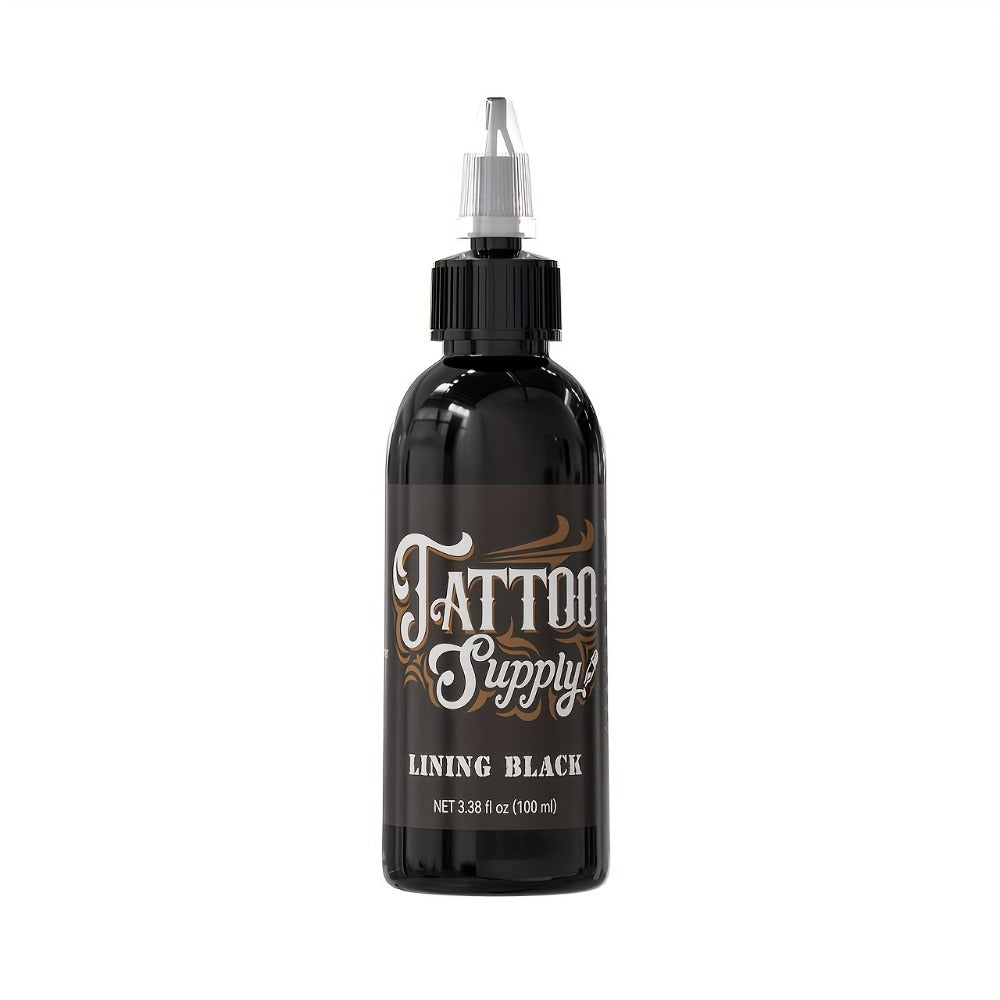 Neebol Tattoo Ink Professional Black Lining & Shading Set — Waterproof Long-Lasting Outlining Blending Body Art Ink for Artists & Beginners, 100ml & 250ml Sizes Available